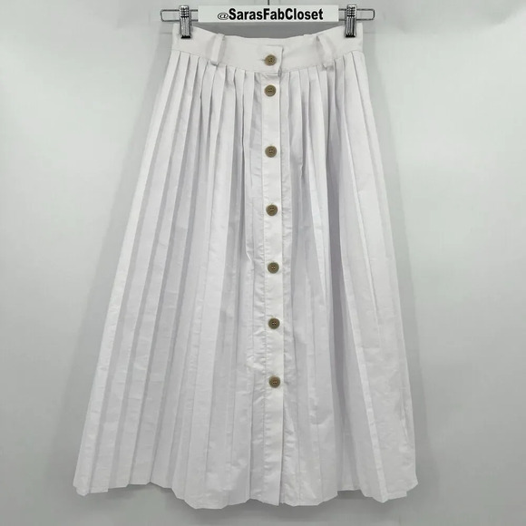 SKILLS‎ & GENES White Poplin Pleated Midi Skirt Italian Size 38 U.S. Women’s 2 - Picture 1 of 9